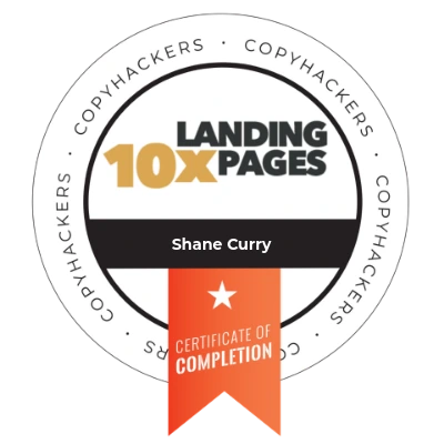 10x Landing Pages certification badge.